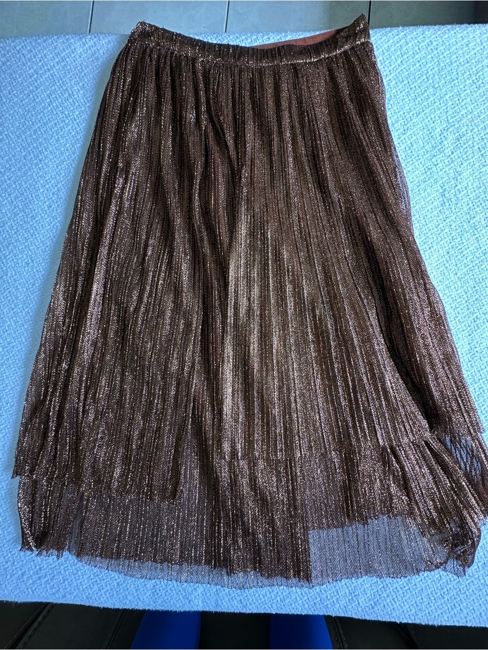 Maeve Metallic Pleated Skirt – Bronze – Size 00